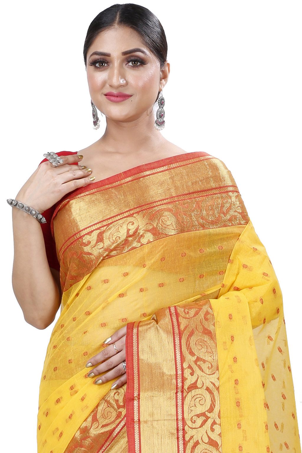 Yellow Pure Cotton Sachi Tant Saree (1021)